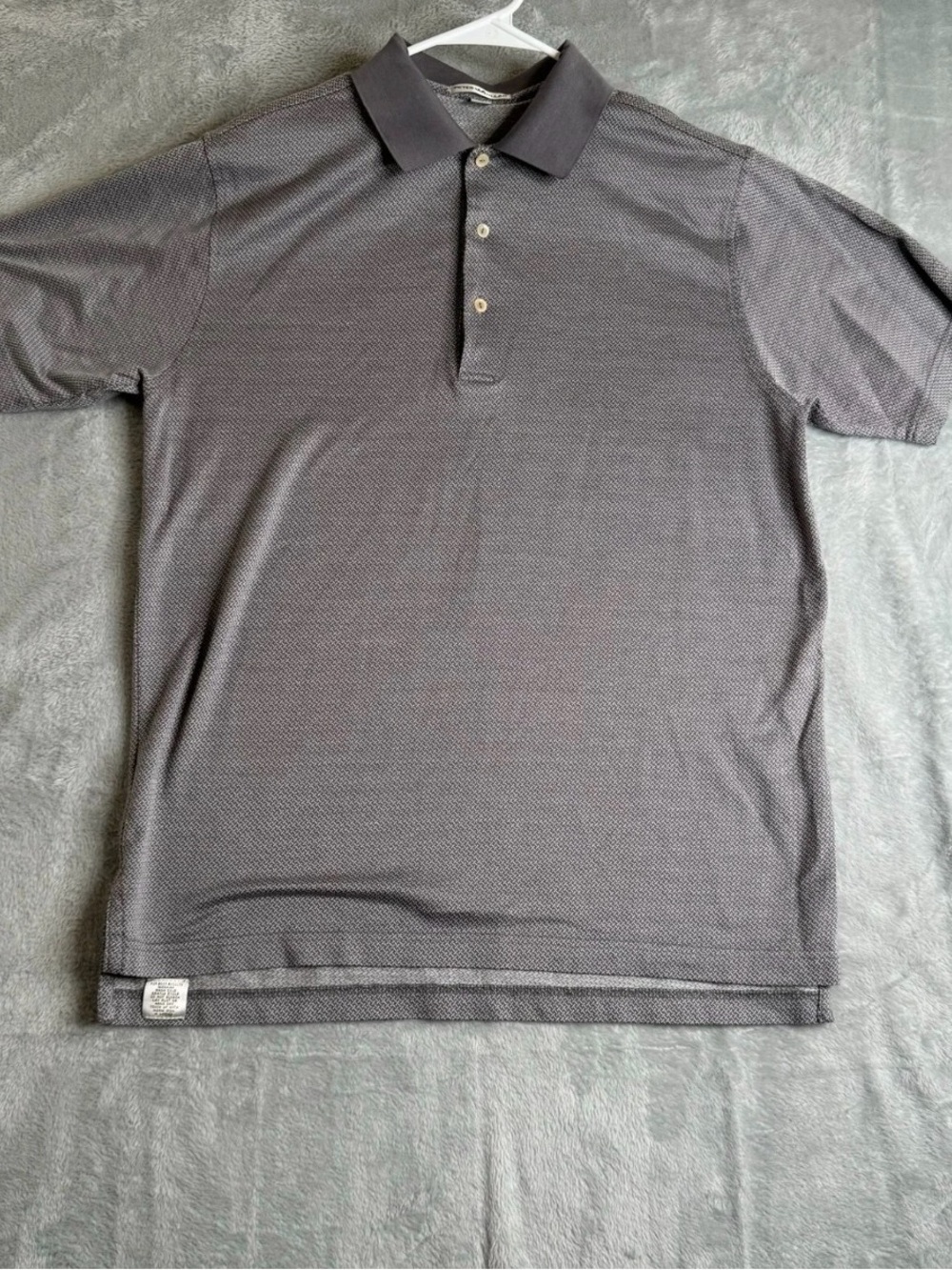 Peter Millar Crown Polo Shirt Men M Gray Pattern Crosshatch 100% Cotton Golf Dad